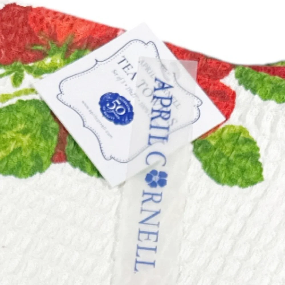NEW April Cornell STRAWBERRY DESIGN Kitchen Towel Set/3